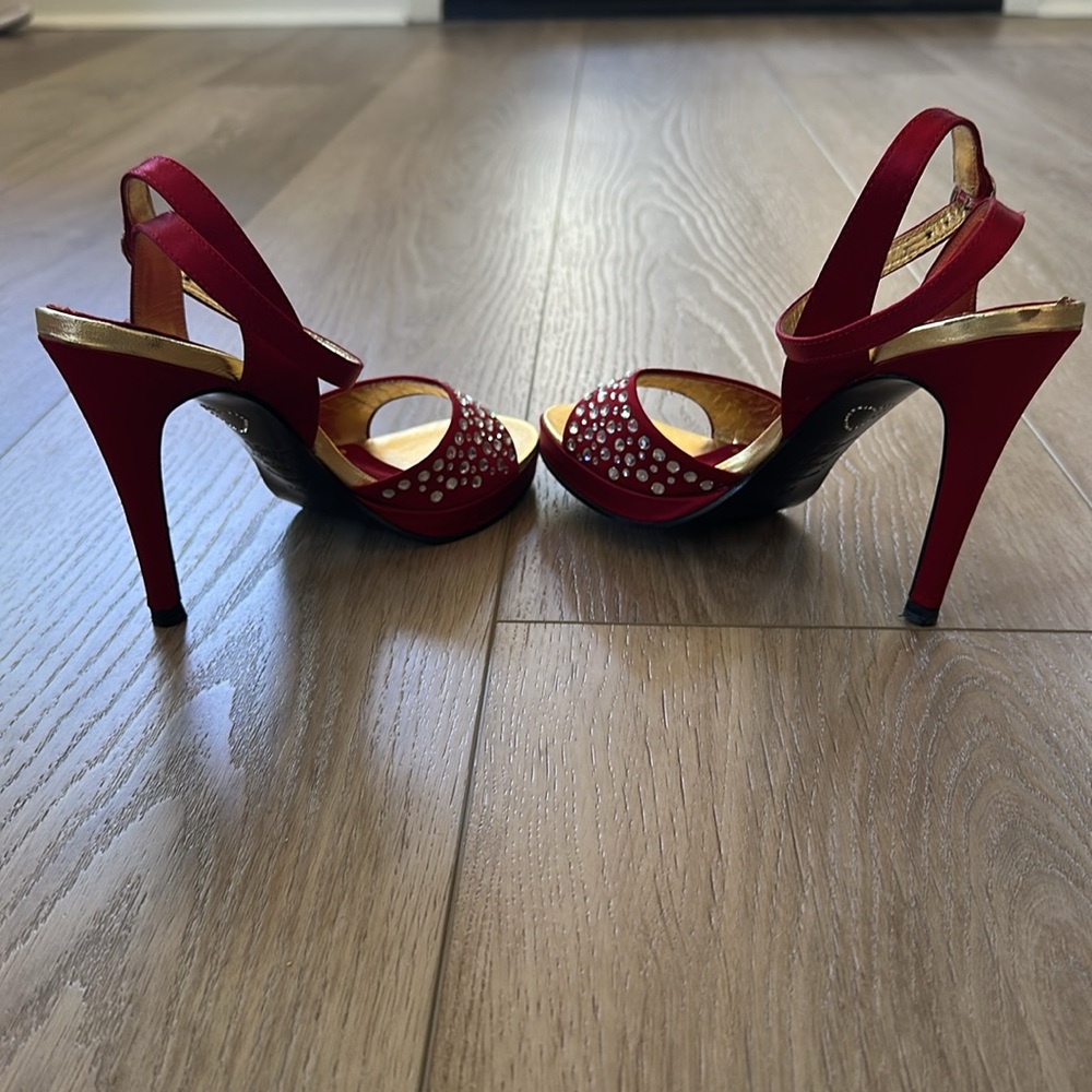 Betsey Johnson Red Satin Stilettos - Picture 4 of 6